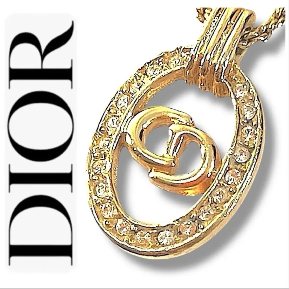 CHRISTIAN DIOR AUTH VINTAGE Gold Signature Necklace